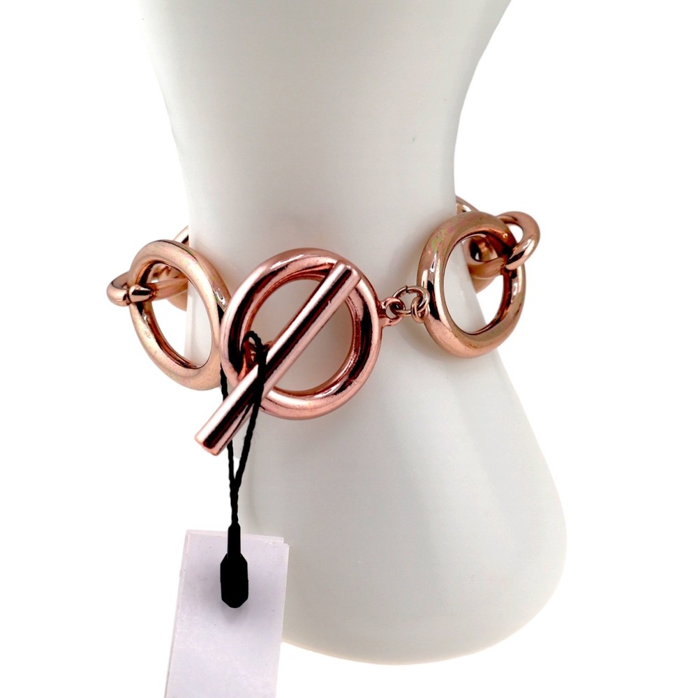 White House Black Market Rose Gold Chunky Link Toggle Bracelet 8 Inch NWT